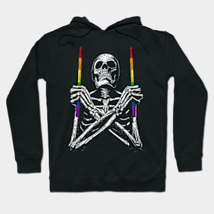 Skeleton Drummer Gay Pride LGBT-Q  Drum Hoodie